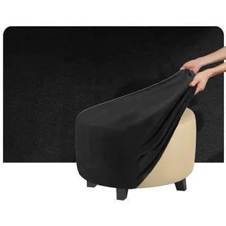 Runder Hockerbezug aus Samt Ottomanenüberzug Fußhockerschutz Drehbare Bezug für Hocker/Fußstütze/Pouf/Sofa mit elastischem Boden (Schwarz Durchmesser 43 cm)