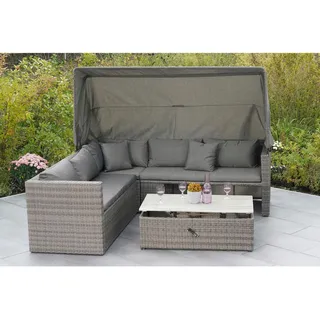 Gardenson Loungegarnitur , Grau, Hellgrau , Holz, Metall, Kunststoff, Textil , 12-teilig , Akazie , Füllung: Schaumstoff,Schaumstoff,Schaumstoff , einzeln stellbar , 250x150x168 cm , Fsc , Tisch höhenverstellbar , Gartenmöbel, Loungemöbel, Loungegarnituren