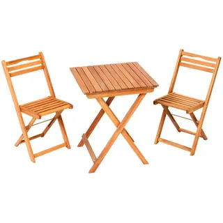 Gardenson Balkonset , Naturfarben , Holz , 3-teilig , Eukalyptusholz , massiv , eckig, X-Form , 82x49x40 cm , FSC Mix , Tisch klappbar, Stuhl klappbar , Gartenmöbel, Gartengarnituren, Balkonmöbel-Sets