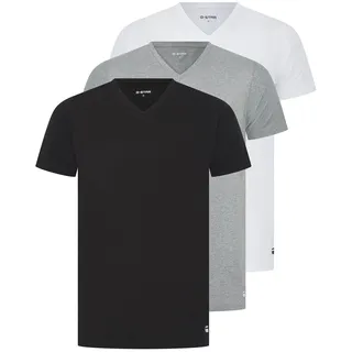 T-Shirt G-STAR "T-Shirt SPRUCE T-Shirt 3-pack 3er Pack", Herren, Gr. M, bunt (schwarz, grau, weiß), Obermaterial: 50% Baumwolle CO. 45% sonstige Fasern AF. 5% Elasthan EL., Shirts T-Shirt