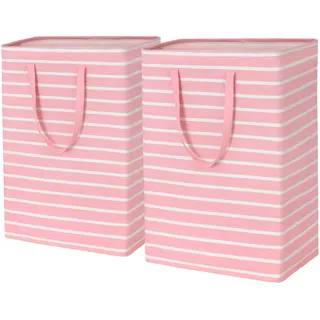 TIMEYARD Wäschekorb Groß Wäschesammler Faltbar 75L Rosa 2er Set