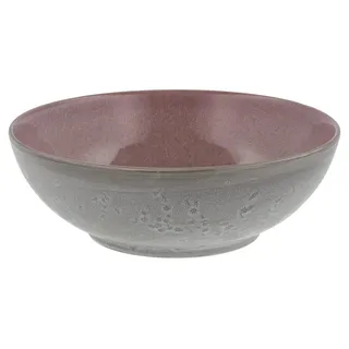 BITZ Salatschüssel, Schüssel/Schale aus Steinzeug, spülmaschinenfest, 30 cm im Durchmesser, grau/hellrot