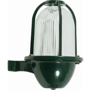 Licht-Erlebnisse Wandlampe außen Glas Messing E27 IP64 H: 22 cm Grün Maritim Außenlampe Wand - Grün