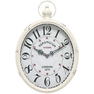 menterry Retro Wanduhr 0,00 oval weiß