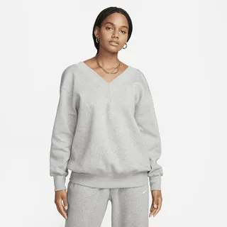 Nike FB8317-063 W NSW PHNX FLC OS Vneck SWTSH Sweatshirt Damen DK Grey Heather/SAIL Größe XS