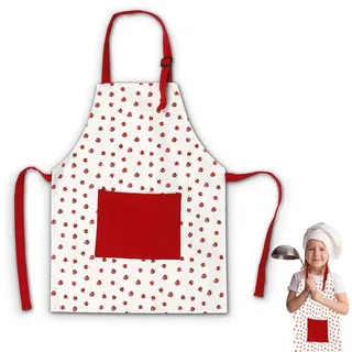 HERCHR Rote Youthschürze Zum Kochen Und Backen, Kochschürze Youth Schürzen, Küchenschürze Malschürze, Verstellbare Kochschürze, Verstellbar Schürze Youth Für Küche Kochen