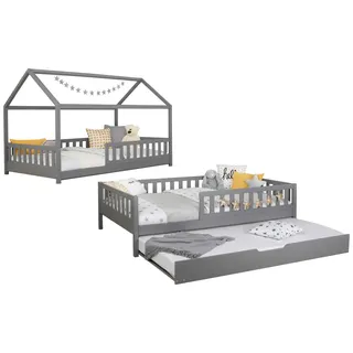 MID.YOU Ausziehbett Holz Duo ca. 140x200 cm Kiefer Hellgrau