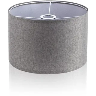 LgowithU Stoff Lampenschirm, Mittlerer Trommel Lampenschirm für Tischlampe Wandlampe Nachttischlampe und Stehlampe, Naturleinen Hardcover Handgefertigt, 12" x 12" x 8" Spider (Grau)