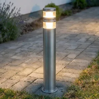 Lindby Edelstahl LED Wegeleuchte, Pollerleuchte 60 cm Wegelampe spritzwassergeschützt IP44 8,1W Aussenleuchte