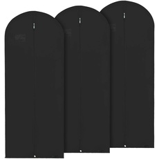 Hangerworld 3 Atmungsaktive Bekleidungsschutzhüllen 152cm Schwarz Kleidersack Kleiderhülle