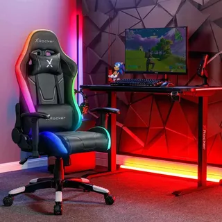 X Rocker 2023028 Videospiel-Stuhl PC-Gamingstuhl Gepolsterter Sitz Schwarz