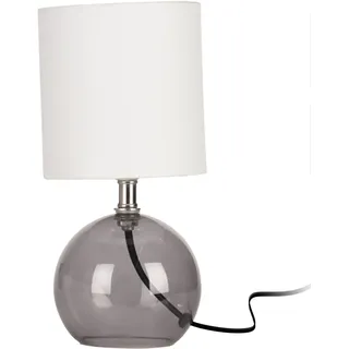 Ambiance Tischlampe Tischleuchte Nachttischlampe mit Lampenschirm weiß mit Glassockel 25x12 cm - Weiß