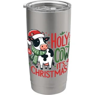 Heilige Kuh, es ist Weihnachten I Weihnachtskuh Doppelwandiger Edelstahl-Thermobecher