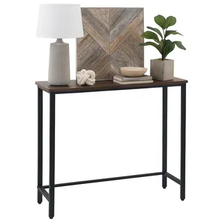 Relaxdays Konsolentisch, HxBxT: 75x75x24 cm, Industrial Ablagetisch, Flur & Wohnzimmer, Metall & MDF, braun/schwarz