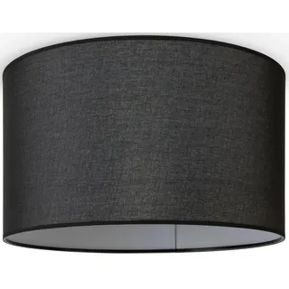 Paco Home Deckenleuchte "HUGO CANVAS UNI COLOR", schwarz, Ø 45,5cm H: 29,5cm, Leuchten, Esszimmer Stoffschirm Einfarbig Leinen Skandinavisch Deckenleuchte, Deckenleuchte