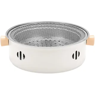 Tragbarer 26,5 cm Holzkohlegrill, Rauchfreier Tischgrill mit Lüfter, 556g - Weiß