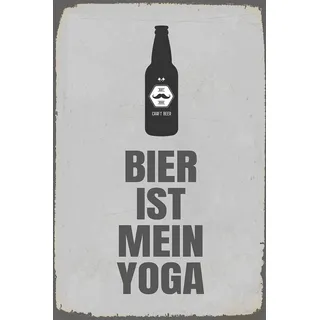 Queence Metallbild »Bier Yoga Spruch Stahlschild Blechschild« 1 Stk. tlg. 20x30x0,2cm - mit 4 Lochbohrung, grau
