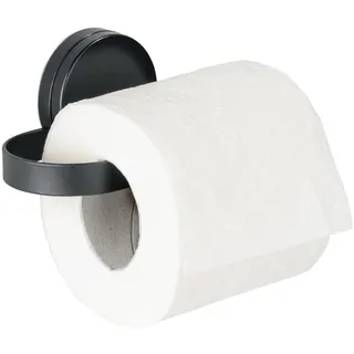 Wenko Static-Loc® Plus Toilettenpapierhalter Mod. Pavia Schwarz, WC-Rollenhalter, Befestigen ohne Bohren, sicherer Halt durch statische Haftung auf glatten, luftundurchlässigen Flächen, Stahl matt