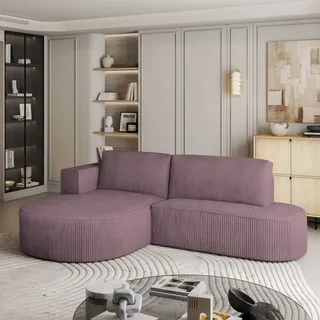 masseno Ecksofa CORTIO P L-S mit Schlaffunktion L-Form, Sofa mit Bettkasten, Wohnzimmersofa, Couch, Soffa, Bettsofa, Couchgarnitur- Lila, POSO 130 - Lila