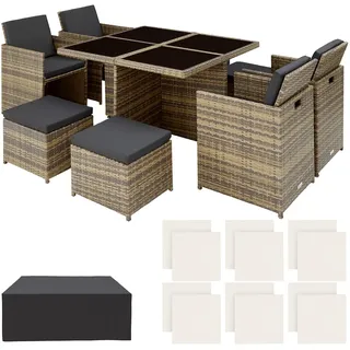 Tectake tectake® Rattan Sitzgruppe Manhattan mit Aluminiumgestell