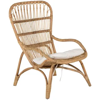 gardenson Loungesessel Braun, Weiß, Holz, Rattan ca. 66x95x131 cm