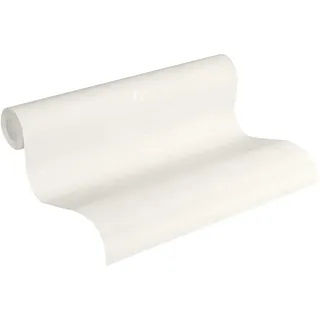 A.S. Création Livingwalls Vliestapete 10,05 m x 0,53 m im Used Look - Weiß - einfarbige Uni Tapete Made in Germany - 224040