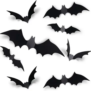 60 Stück Halloween Deko,Fledermaus Deko,Halloween Fledermaus,Fledermäuse 3d Decoration,Indoor Dekoration-Fledermausspinne,3D-Fledermaus-Dekoration Aufkleber,Batman Diy Decor,Decorations