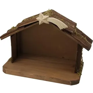dekoprojekt Krippenstall Stall mit Komet: WeihnachtsSzene, Holz, Braun