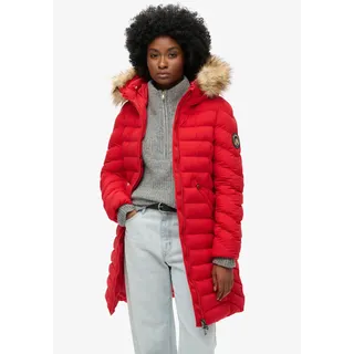 Superdry Steppjacke »FUJI FAUX FUR HOOD MID LENGTH«, mit Kapuze, rot