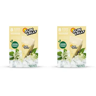 Sun Lolly Wassereis Holunderblüte 8 Stk | Mit Fruchtsaft | Zum Selbsteinfrieren | Ohne künstliche Aromen | Frei von Süßungsmittel | Laktosefrei | Glutenfrei | 8 x 60ml (Packung mit 2)