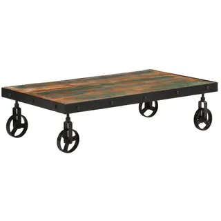 vidaXL Couchtisch mit Rollen Altholz Massiv 100x55x26 cm