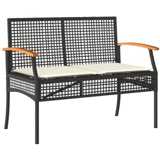 vidaXL Gartenbank mit Kissen Schwarz Poly Rattan Akazienholz - Schwarz