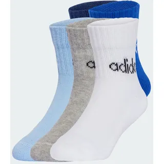 adidas Unisex Kids LINEAR KIDS ANKLE SOCKS 5pP, Dark Blue/Royal Blue/Glow Blue/Medium Grey Heather, 5-6 Years