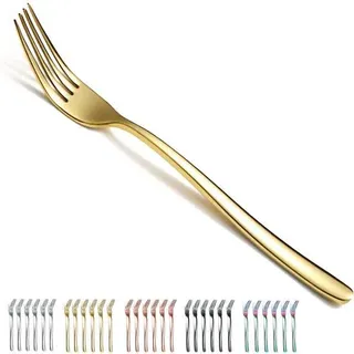 Ibenzoa® Besteckgabeln Set 6-tlg., 20,9 cm – vergoldetes Edelstahl, goldene Tafelgabeln mit ergonomischem Griff, spülmaschinengeeignet - Gold
