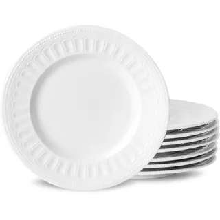 UIBFCWN Keramik Speiseteller 8-er Set, Kuchenteller Porzellan Ø20 cm, Flache Dessertteller Salatteller Frühstücksteller, Porzellan Servierplatte für Pfannkuchen, Vorspeisen, Sandwiches