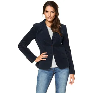 Jackenblazer ANISTON CASUAL, Damen, Gr. 48, blau (marine), Web, Obermaterial: 97% Baumwolle, 3% Elasthan. Futter: 100% Polyester, unifarben, figurbetont hüftlang, normaler Saum mit Knöpfen, Blazer Jackenblazer, mit Stoff-Einfassungen und Ärmelpatches, Topseller