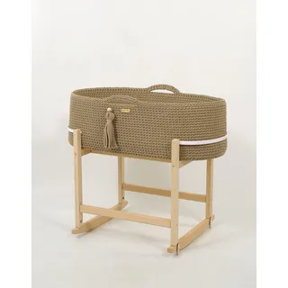 Handgefertigter Boho Wiegmand – Babykorb aus Baumwolle mit Schaukel – antibakterielle Matratze