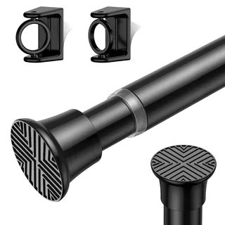 AIZESI 1 Stück Klemmstange für Gardinen Schwarz, Verstellbar 46-90 cm – Teleskopstange zum Klemmen, Kleiderschrank, Abstellschrank, Vorhangstange Klemmstange