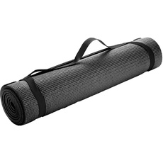 Mind Reader All Purpose Extra Thick Yoga Fitness & Exercise Mats with Carrying Strap, High-Density Anti-Tear, Black