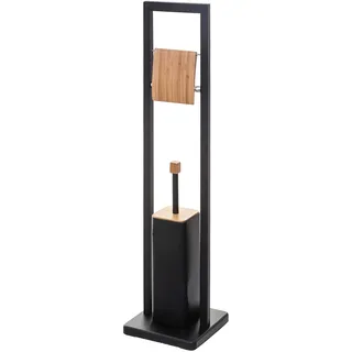 Well Home Natureo Toilettenpapierhalter mit WC-Bürstenhalter, Schwarz, 20 x 60 cm