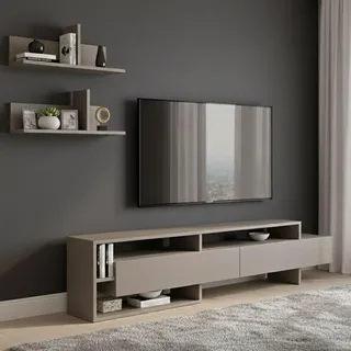 Dmora Wandregal Eudora 180x32x42cm Beige mit 9 Fächern