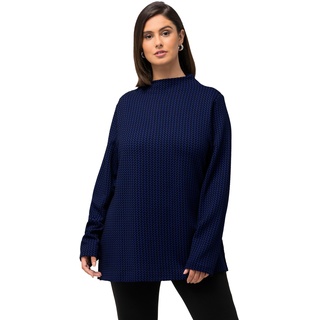 Ulla Popken Damen, Struktur Sweatshirt, Titan blau, 50-52