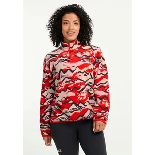 Strickfleece-Pullover JACK WOLFSKIN "PAW ERA 100 PRINT HZ W", Damen, Gr. XS (34), bunt (mountain paw), Obermaterial: 100% Polyester, normal, Rundhals, Pullover Strickfleece-Pullover, mit hohem Kragen