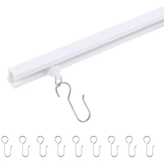 INCREWAY 1-tlg. selbstklebende Deckenvorhangschiene Vorhangschienen Kunststoff Raumteiler Vorhangschienen-Set mit Haken für Badezimmer Wohnzimmer Schlafzimmer Fenster