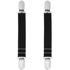 Ericotry 1 Paar (2 Stück) multifunktionale, verstellbare elastische Strumpfhalter-Clip, Strumpfgürtel, Zubehör mit Riemen und Clips für Strümpfe (schwarz, I-Stil)