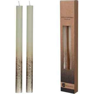 Konische Kerzen mit metallischem Gold Glitter, 2er Set Glitzer Dekokerzen, Geburtstag, Weihnachten, Jahrestag (Creme)