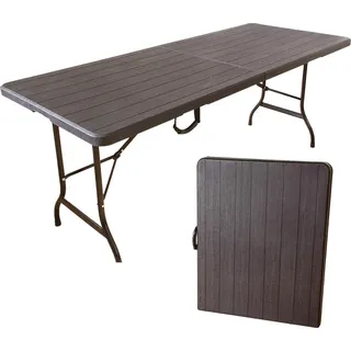 Gartentisch in Holzoptik braun, Klapptisch 180x75 cm, Buffettisch bis 150 kg belastbar - Braun