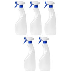 MARKESYSTEM - 750 ml leeres Sprühflasche (5 Stück) HPDE transparent und recycelbar - Inland und Profi - Perfekte Spritzpistole für Chemikalien, Flüssigkeiten, Alkohol usw.
