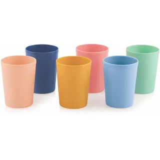 MASTERCOOK Unzerbrechliche stapelbare Becher, 6 Stück, bunt, 237 ml, ideal für Wasser, Saft, Milch, Smoothie, BPA-freier Kunststoffbecher für Küche, Picknicks, Partys, kinderfreundlich, glatter Rand