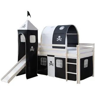 Homestyle4u Hochbett mit Rutsche 90/200 cm Schwarz , Holz , Babymöbel & Kindermöbel, Kinderzimmer & Jugendzimmer, Kinderbetten, Hochbetten